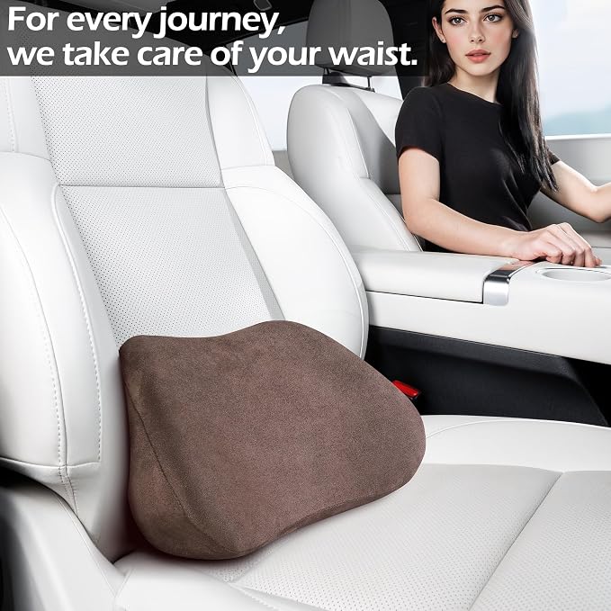 Lumbar Support Pillow for Car Lower Back Cushion, Brown, 1 Pack | Ergonomic Memory Foam Lumbar Pillow for Driving Seat, Office Chair, Gaming Chair, Lower Back Support for Back Pain Relief - Image 6