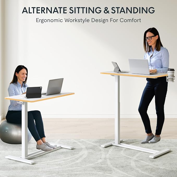 FLEXISPOT 32" Mobile Standing Desk Pneumatic Lift Computer Workstations - Image 6