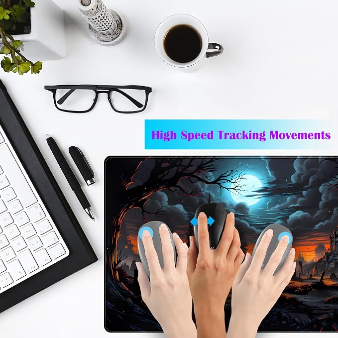 Dark Fantasy Castle Desk Pad Extended Gaming Mouse Pad, XXL Large Computer Laptop Keyboard Wireless Mouse Mat, Office Desk Decor Mousepad Deskmat with Stitched Edges Matt 31.5x15.7 in - Image 3