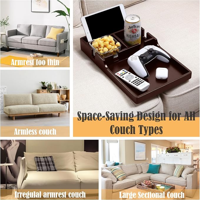 Nnewvante Couch Insert Table for Middle Cushion,Bamboo Brown - Image 8