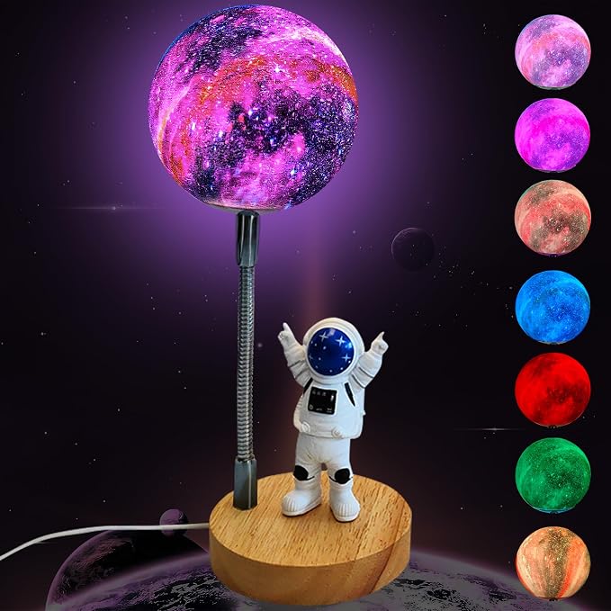 Moon Lamp for Kids, Space Buddy Lights with 7 Colors, Astronaut Night Light by WLHONG