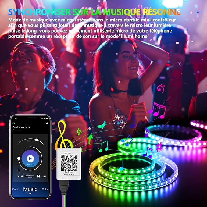 Nexillumi Led Lights for Bedroom 100ft Music Sync Color Changing Led Strip Lights Smart with Remote and App Control Built-in Mic for Party Home Room Decor Luces LED para Cuarto - Image 3