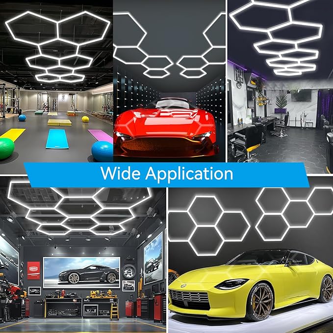 LZHOME Hexagon LED Garage Light: Super Bright 40000LM Honeycomb Garage Light, 8 Hex DIY Hexagon Led Lights for Gym Basement Hair Salon - Image 4