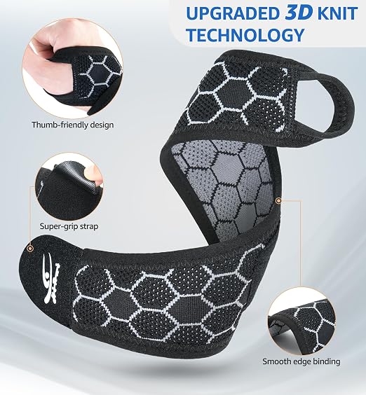 HiRui Upgraded 3D Knit Breathable Wrist Brace Wrist Wrap, Extended Length Adjustable Compression Strap, Elastic Support for Wrist Pain Relief, Carpal Tunnel, Sports, Gym & Daily Use (2, Black) - Image 4