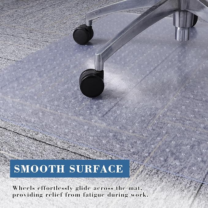 Tydle Chair Mat for Carpet, 60" x 46" Chair Mat for Carpeted Floors, Non-Slip Computer Under Desk Plastic Floor Mat for Work Gaming Chairs, Heavy Duty Carpeted Floor Protector for Home Office (Clear) - Image 4