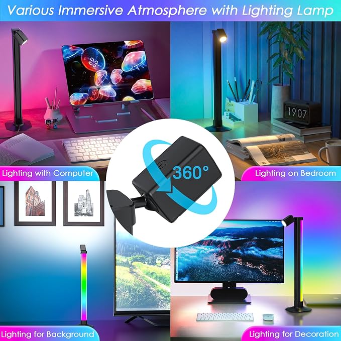 Smart Light Bar with Swivel Lamp, RGB LED Light Bar for Room Gaming Reading - Image 4