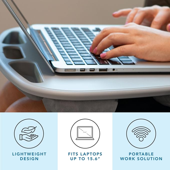 LAPGEAR MyDesk Lap Desk – Cool Gray, Fits 15.6” Laptops - Image 2