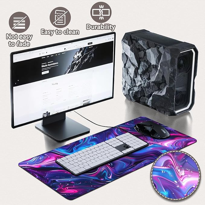 Gaming Mouse Pad - (31.5"×11.8") Topographic Large Mouse Pads for Desk - Desk Mat for Keyboard and Mouse with Non-Slip Base, Desks Pad Matfor Game/Office & Home - Image 4