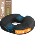 CloudBliss Donut Pillow Stadium Seat Cushion for Tailbone Pain Relief and Hemorrhoids, Memory Foam Seat Chair Cushion, Portable Seat Cushions for Bleachers, Car, Home & Office by CloudBliss