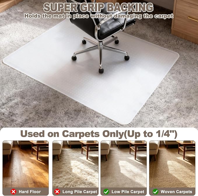 Office Chair Mat for Carpets, 48" x 60" Clear Carpet Protector Mat with Rounded Non-Sharp Studs, Durable Desk Chair Mat for Home Office and Gaming Room - Image 7
