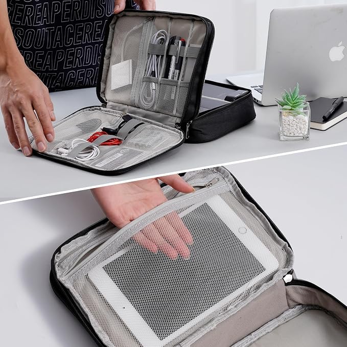 OrgaWise Electronics Organizer, Electronic Accessories Bag Travel Cable Organizer Three-Layer for iPad Mini, Kindle, Hard Drives, Cables, Chargers - Image 7