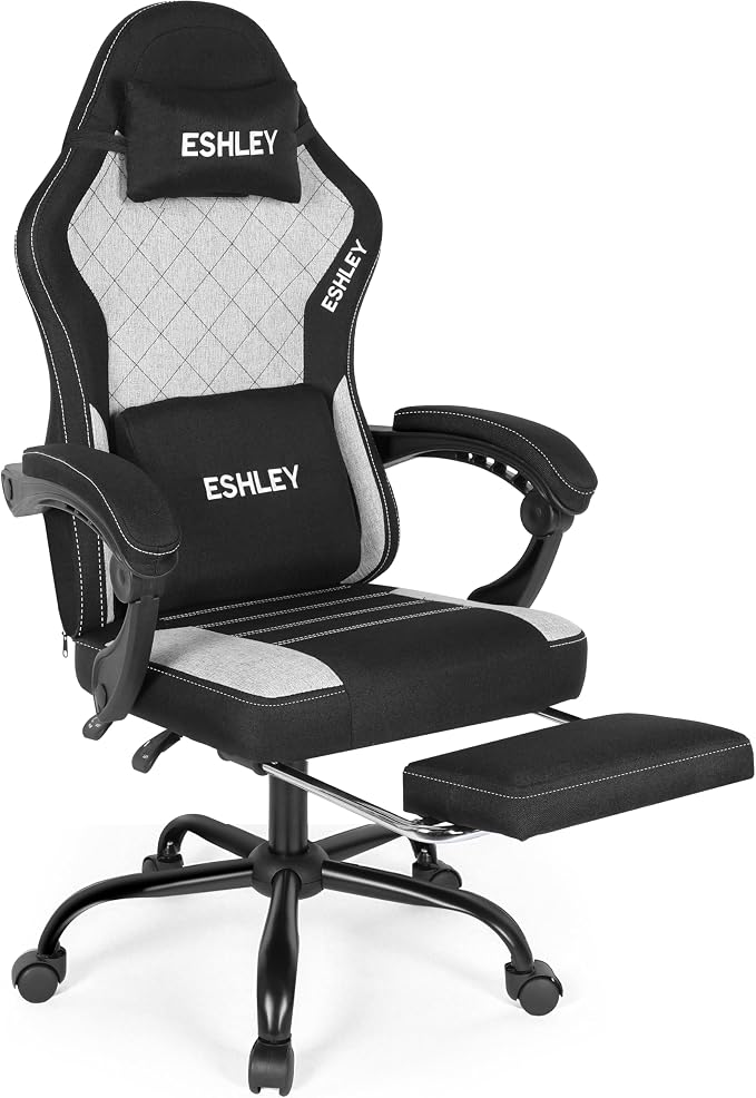 Gaming Chair, Ergonomic Computer Chair with Footrest and Lumbar Support, Height Adjustable Office Chair with 360° Swivel Seat and Headrest by RayBear