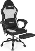 Gaming Chair, Ergonomic Computer Chair with Footrest and Lumbar Support, Height Adjustable Office Chair with 360° Swivel Seat and Headrest by RayBear