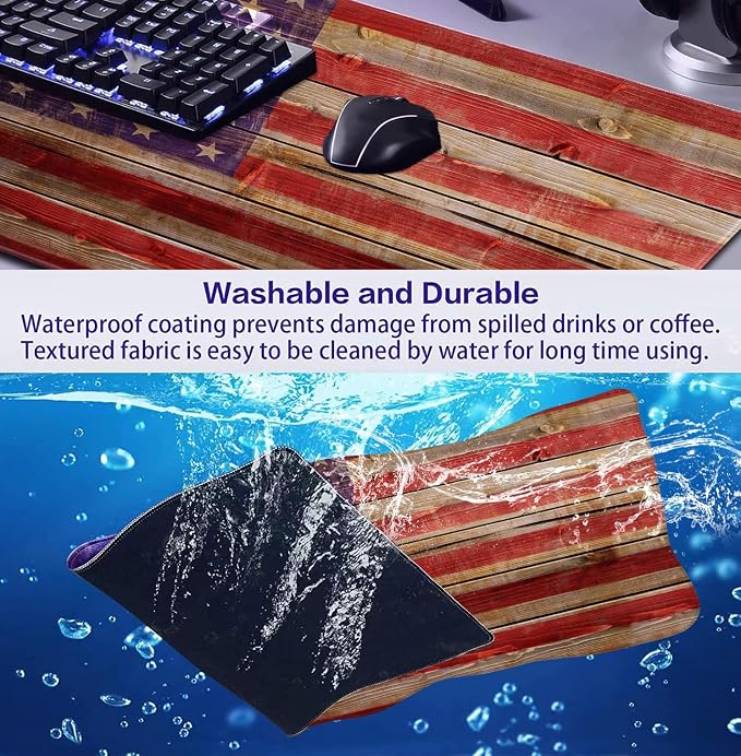 American Flag Gaming Mouse Pad, Suitable for Office and Study Keyboard Pads | Large Extended Mouse Pad; Full Desk Coverage; Waterproof Coating; Stable Anti-Slide Base For Gaming, Office, Study Daily Use - Image 6