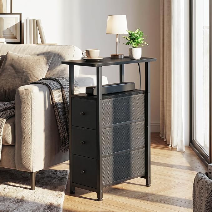 LOAKEKEL Narrow End Tables Living Room Set of 2 with Charging Station - Image 8