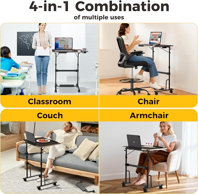 FoldWise Foldable Standing & Rolling Desk, Upgraded Portable Desk on Wheels - Image 5