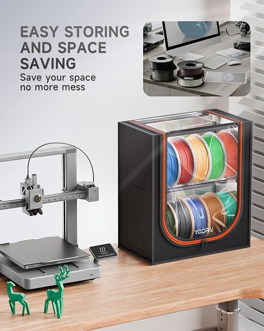 YOOPAI 3D Printer Filament Storage Box – 2 Tier Filament Storage Rack with Fabric Cover, Holds Up to 12 Rolls 1KG – 3D Filament Storage Organizer for Home, Workshop & Studio - Image 4