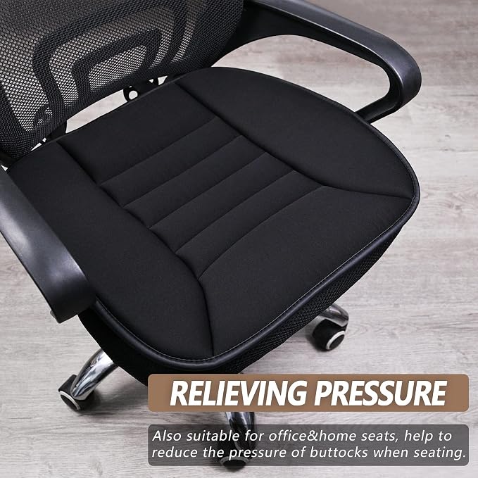 MYFAMIREA Car Seat Cushion Pad 1.2" Thick Comfort Seat Protector for Car Driver Seat Office Chair Home Use Memory Foam Seat Cushion with Non Slip Bottom, 20'' x 18.5'', Black - Image 6