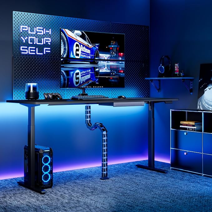 ARES WING Under Desk Cable Management Spine, Screw-On Vertebrae Cord Organizer for Standing Desk, Length-Adjustable with 20 Modular Segments for Office & Gaming Desks, Blue - Image 9