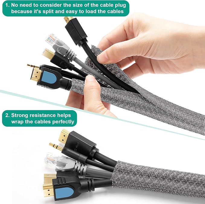 Grey Cable Sleeve, 6.6ft, 1/2 inch - Image 2