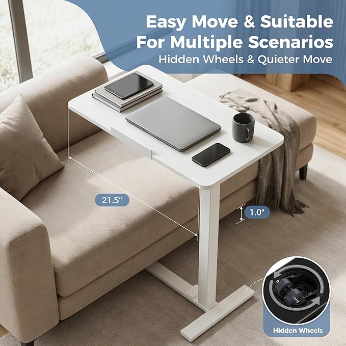 DUMOS Adjustable Rolling Desk, Standing Desks, Overbed Table - Image 6