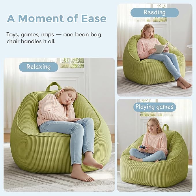 HUGHEAVEN Large Bean Bag Chairs for Kids, Bean Bag Chairs for Kids 8-12 | Comfy Bean Bag Sofa with Back Support, Big Bean Bag Couch & Chair for Bedroom, Floor Sofa for Relaxing and Reading - Image 5