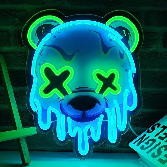 Ice Bear Neon Sign, Cool Led Sign for Wall Decor - Usb Powered, Adjustable Brightness Anime Bear Led Light for Bedroom, Bar, Pub, Party, Man Cave Decor, Unique Gift for Teenage Boys by Unknown