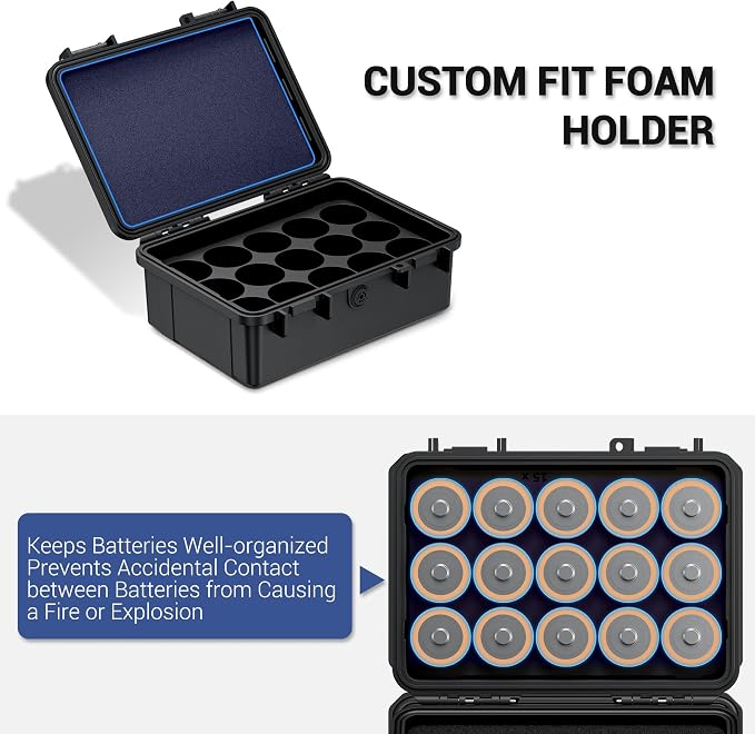 KIWIFOTOS 15 pcs D Cell Battery Organizer Case IP67 Waterproof - Image 4