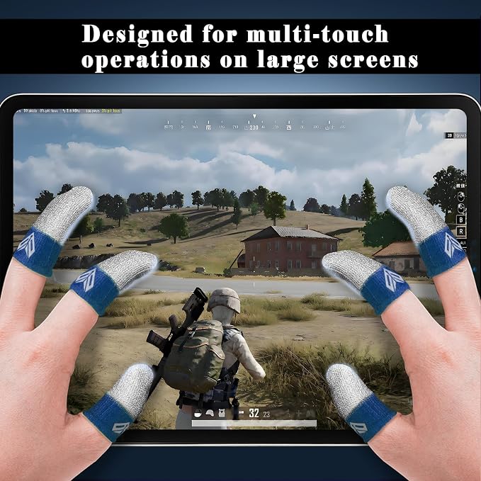 6PCS Gaming Finger Sleeves. 0.29MM Silver Fiber, Anti Sweat, Extremely Thin,Breathable Touchscreen dedales Gamer Finger Cover Thumb Sleeve Fit Phone Game Tablet Devices. (Blue) - Image 5