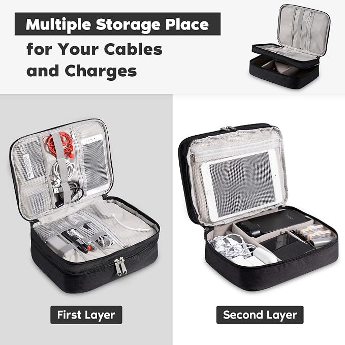 OrgaWise Electronics Organizer, Electronic Accessories Bag Travel Cable Organizer Three-Layer for iPad Mini, Kindle, Hard Drives, Cables, Chargers - Image 5
