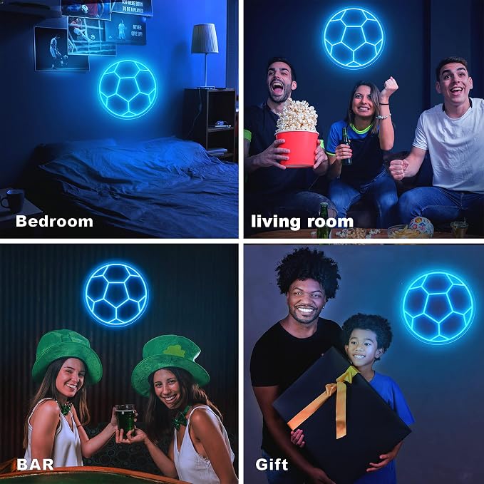 Soccer Neon Sign, Dimmable LED Neon Signs for Wall Decor, Football LED Neon Light, Powered by USB Neon Sign, Sports Neon Signs for Room Bedroom Decor Kids Holiday Gifts - Image 7