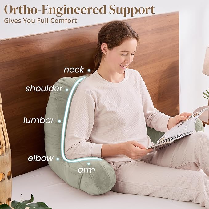 Sasttie Reading Pillow for Bed, Back Pillow for Sitting Up, Linen - Image 4