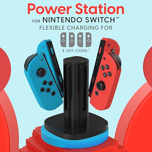 TalkWorks Joy-Con Charger Dock For Nintendo Switch Gaming Controllers - 4-Remote Docking Charging Station,USB Compatible w/ Switch OLED (Black) - Image 2