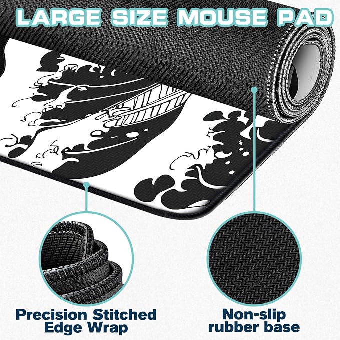 Mouse Pad Gaming - Desk Mat for Keyboard and Mouse - Large Mouse Pads for Desk, Gaming Mousepad with Non-Slip Base, Desks Pad (31.5" X 11.8") for Game, Office and Home - Image 2