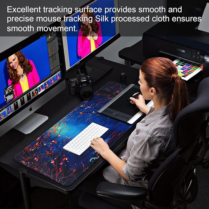 Large Gaming Mouse Pad with Stitched Edges,[27.5x11.8In] Extended Mouse Pad with Non-Slip Natural Rubber Base for Gamer/Desktop/Office/Home 70x30 Forest07 - Image 7