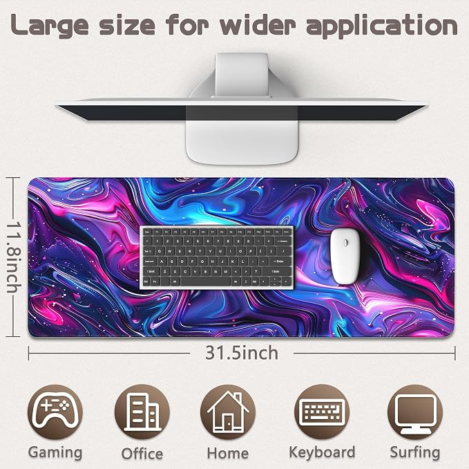 Gaming Mouse Pad - (31.5"×11.8") Topographic Large Mouse Pads for Desk - Desk Mat for Keyboard and Mouse with Non-Slip Base, Desks Pad Matfor Game/Office & Home - Image 5