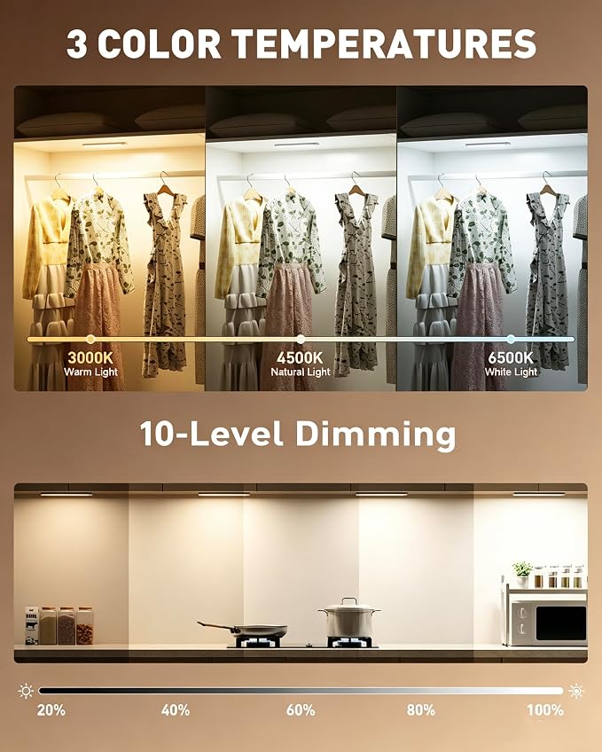 Under Cabinet Light Wireless with Remote, 15 Color RGB Magnetic Led Light Bar, 48-LED Rechargeable Closet Lights, 3 Timer & 4 Modes, Stick on Lights for Kitchen, Pantry, Bedroom, Stairs - Image 4