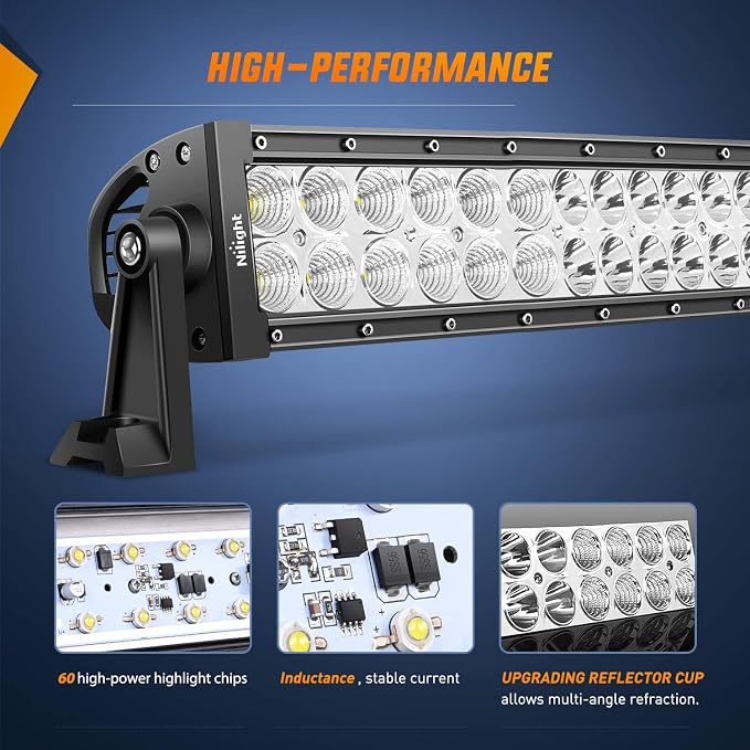 Nilight LED Light Bar 32Inch 180W Spot Flood Combo Led Off Road Lights 12V 5Pin Rocker Switch LED Light Bar Wiring Harness Kit, 2 Years Warranty (ZH079), Clear,White - Image 3