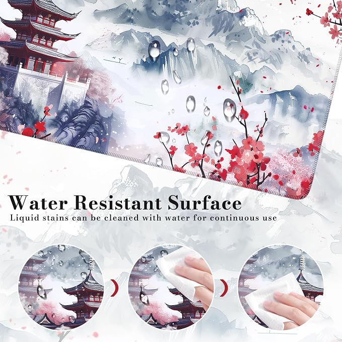 iCasso Desk Protector Mat Large Japanese Mouse Pad,Sakura | Stable Rubber Base Mousepad with Stitched Edges, Keyboard Mouse Mat Desk Pad for Work, Office, Home - Image 6