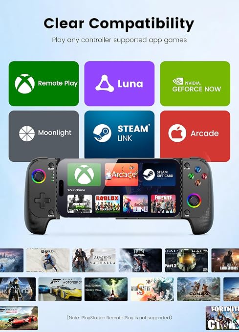 Wireless Phone Controller for iPhone/Android with Hall Joystick, Moblie Controller for iPhone Support Xbox Game Pass, Steam Link, Call of Duty, Roblox, Handheld Gaming Gamepad, Nintendo DS Consoles - Image 3
