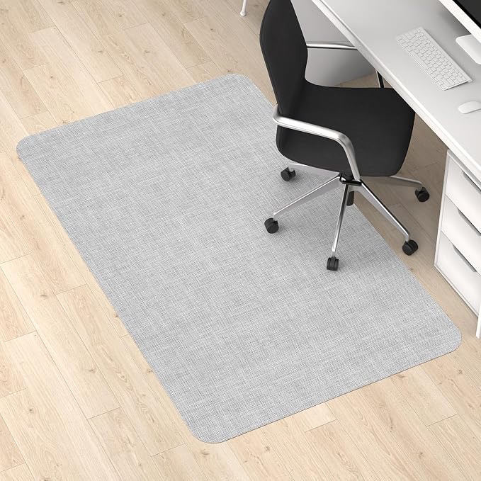 Blvornl Office Chair Mat for Hardwood Floor, Computer Chair Mat, 47.2"x 60" | Light Grey, Waterproof, easy to clean, suitable for hardwood, laminate, Rattan Woven Pattern, Durable Solid PVC Material by Blvornl