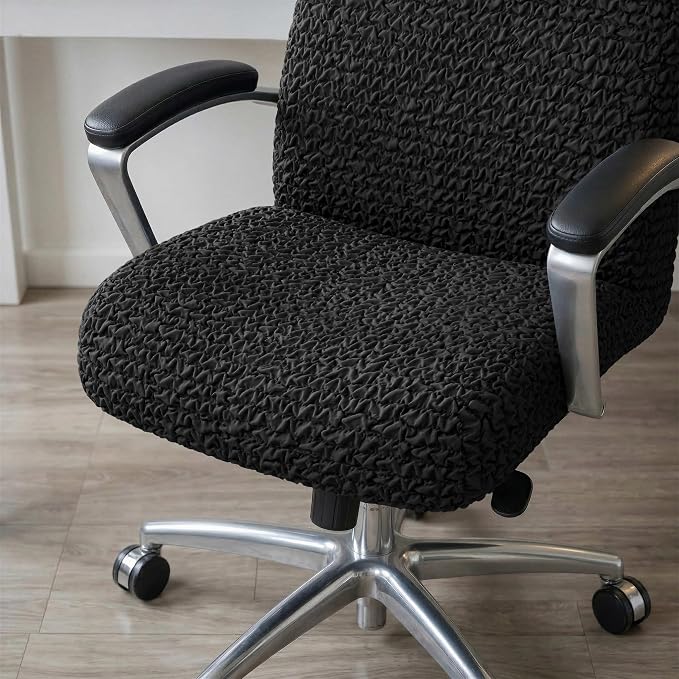 PAULATO BY GA.I.CO. Stretch Office & Gaming Chair Cover – Breathable Desk Computer Armchair Slipcover with Zipper – Bi-Elastic Stretchable Protector Machine Washable – Black (Office Chair) - Image 6