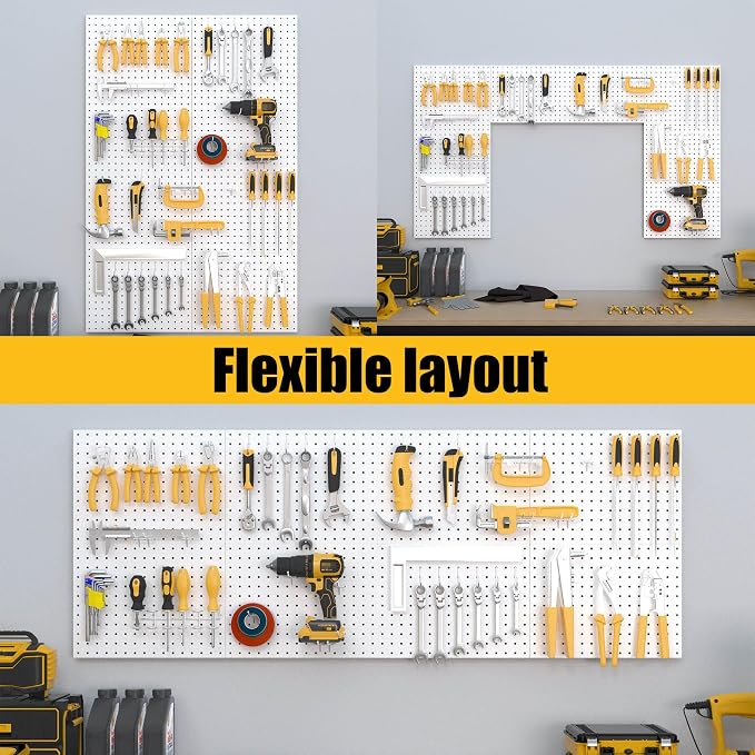 Spampur Peg Board, 8 Pack Metal Pegboard Panels with 50 Hooks - Image 5