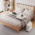 Arlopu Overbed Table with Wheels,60.6-84.2 inches Mobile Bed Desk, White by Arlopu