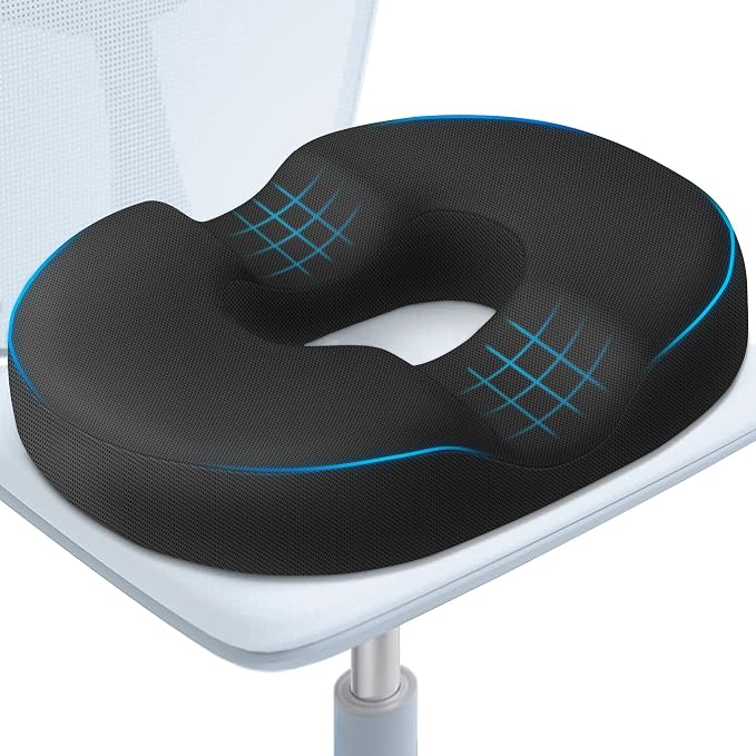 BlissTrends Donut Pillow Seat Cushion, Memory Foam Lifting Cushions | Donut Chair Cushions for Postpartum Pregnancy&Hemorrhoids,Tailbone Pain Relief Cushion for Office&Home Chairs(X-Large/Black) by BlissTrends