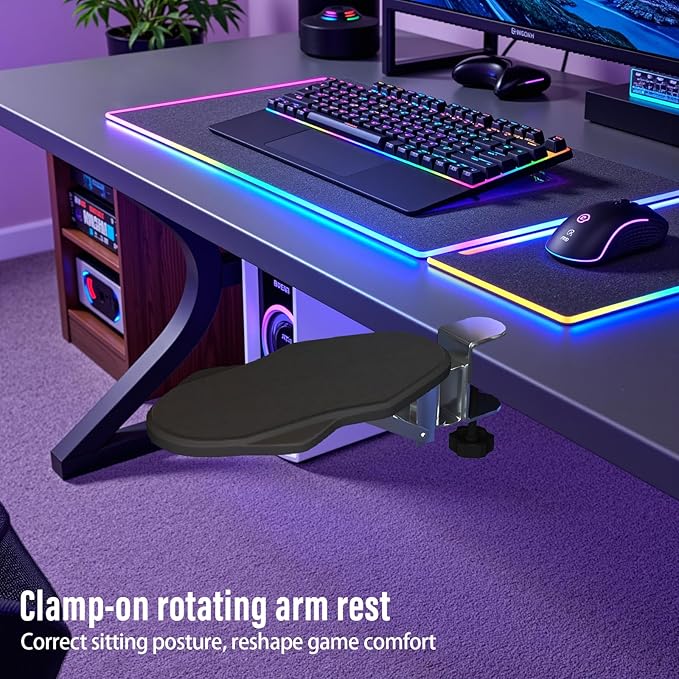 Ergonomic Arm/Elbow Rest for Desk, Foldable Rotating Black | Foldable, Rotatable, Computer Desk, Office & Gaming Comfort - Image 2