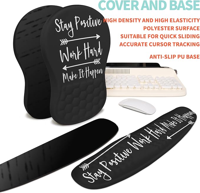 2-in-1 Ergonomic Set, Wave Rise Keyboard Wrist Rest and Massage Bulge Slope Mouse Pad Wrist Support, Cushion Memory Foam Integrated to Relieve Wrist Pain, Stay Positive - Image 6
