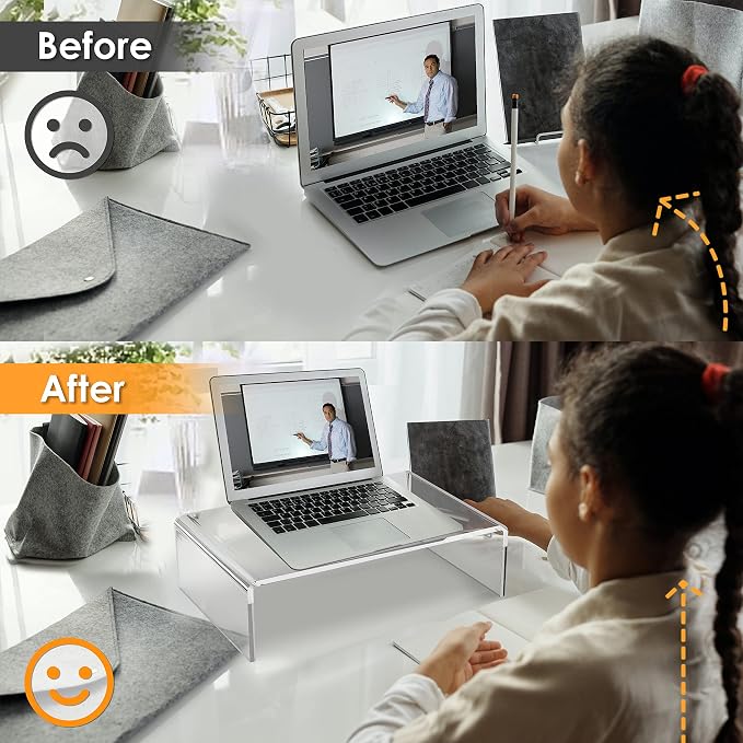 2 Pack Acrylic Monitor Stand Riser Clear Computer Monitor Stand | Acrylic Monitor Stand Riser Clear Computer Monitor Stand - Image 4