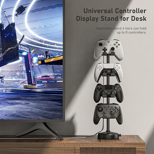 MANMUVIMO Headphone Controller Storage Holder for Desk 4 Tiers with Anti-Slip Stable Suction Cup, Controller Holder, Universal Gaming Desk Accessories for PS5/PS4/Xbox Series/Xbox One - Image 8