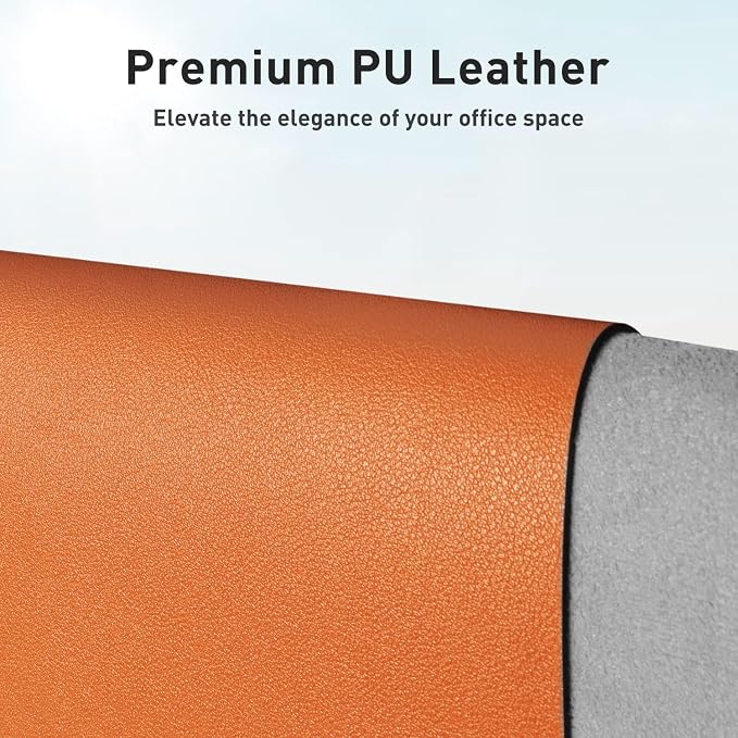 Aothia Leather Desk Pad Protector, Mouse Pad, Office Desk Mat, Non-Slip PU Leather Desk Blotter, Laptop Desk Pad, Waterproof Desk Writing Pad for Office and Home (23.6" x 13.7", Hermes Orange) - Image 2